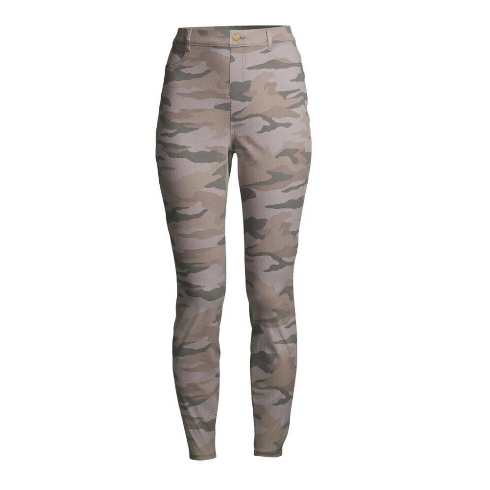NWT Time and Tru Green Camo Jeggings Women Size XS 0-2 27x29 High Rise 106-25232